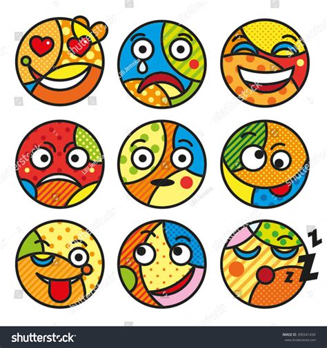 Pop Art Emoticons Set Emoji Isolated: vetor stock (livre de direitos) 390341434 | Shutterstock