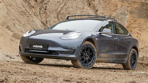 Tesla's Model 3 EV Sedan Looks Surprisingly Good Prepped for Off-Roading