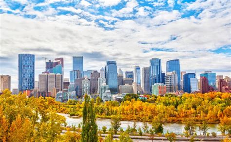 Calgary Downtown Skyline in Autumn Colors Stock Image - Image of ...