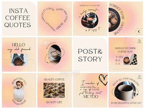 Coffee Shop Instagram Quotes Templates. Social Media Gradient Templates. Barista Templates ...