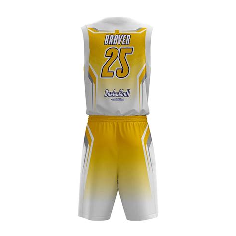 Printing Basketball Jersey Uniform Design Color Yellow And Shorts Suit ...