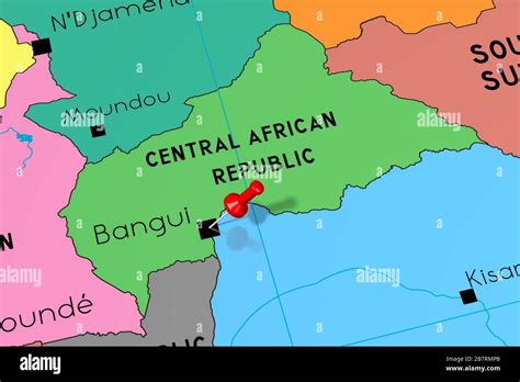 Central African Republic, Bangui - capital city, pinned on political map Stock Photo - Alamy