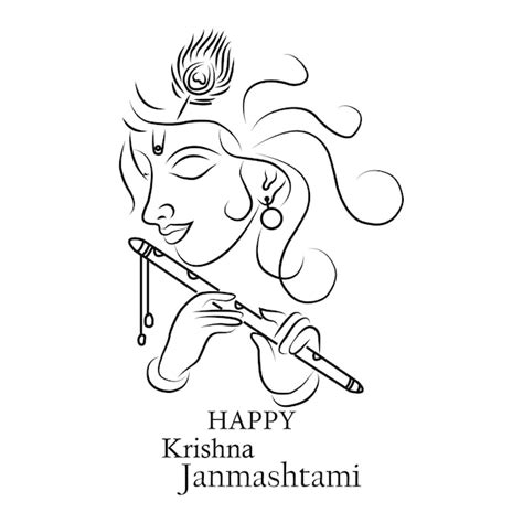 Premium Vector | Krishna janmashtami colors vector line drawing illustration