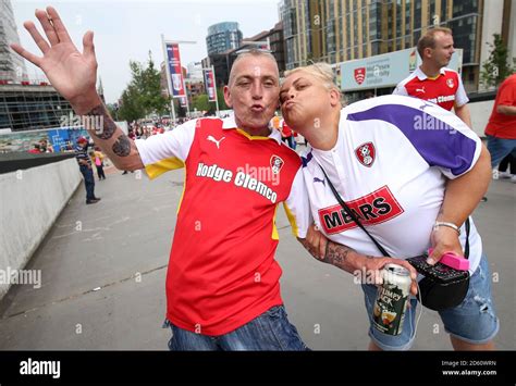 Rotherham United fans on Wembley Way Stock Photo - Alamy