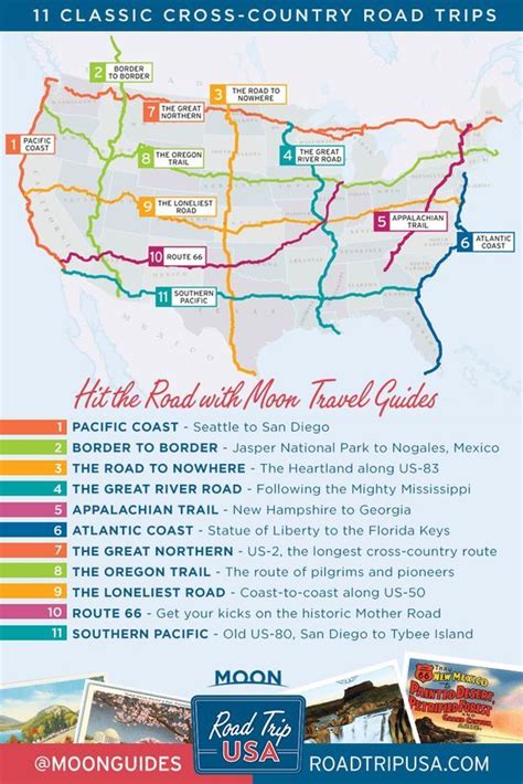 Road Trip USA's 11 Cross-Country Road Trip Routes. Moon's Road Trip USA travel guide helps you ...