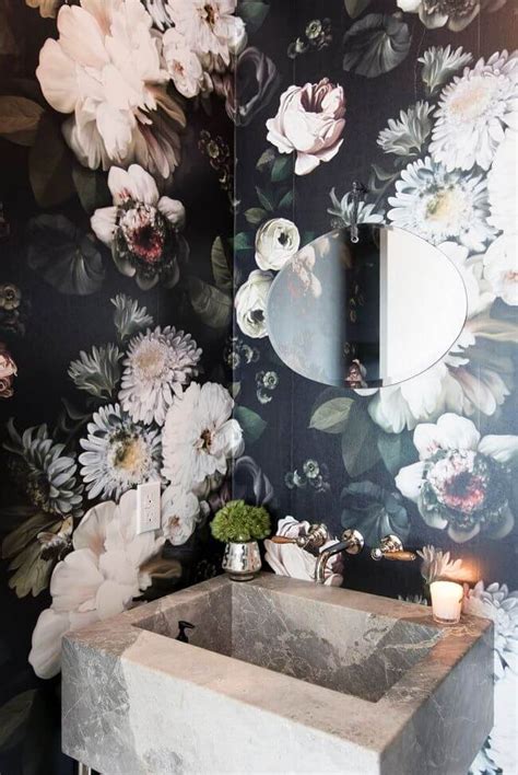 Bold Floral Bathroom Wallpaper - Interior Style