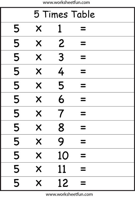 Multiplication Times Tables Worksheets – 2, 3, 4, 5, 6, 7, 8, 9,10, 11 & 12 Times… | Times ...