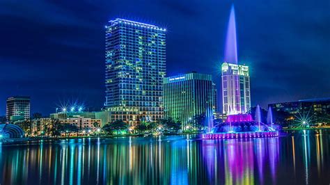 HD wallpaper: skyline, florida, orlando, united states, lake eola park ...