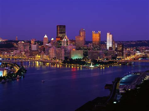 Downtown Pittsburgh at Night, Pennsylvania | Pittsburgh skyline ...