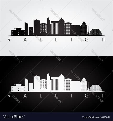 Raleigh usa skyline and landmarks silhouette Vector Image