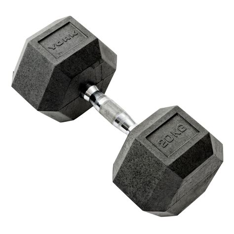 York 20kg Rubber Hex Dumbbell - Sweatband.com