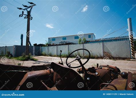 Abandoned Tractor on Backyard - Rusty Piece of Steel Vintage Machinery ...