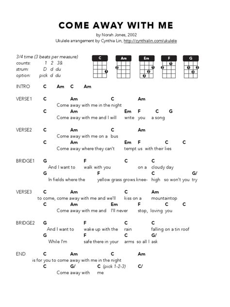 COME AWAY WITH ME - Ukulele Chord Chart PDF | PDF | Song Recordings ...