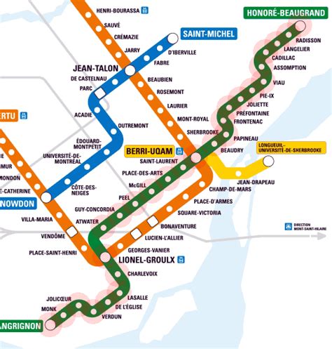 Green Line map - Montreal metro