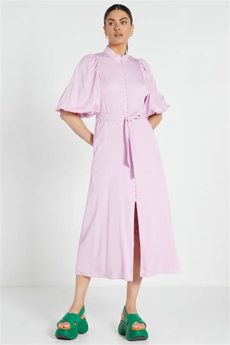 Band Collar Midi Dress in Lilac