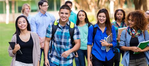 Diverse High School Or College Students Walking On Campus - Public ...