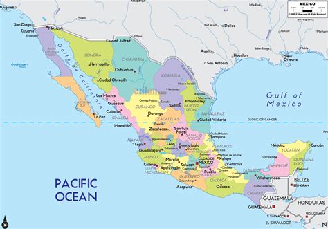 Detailed Political Map of Mexico - Ezilon Maps