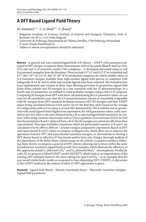 (PDF) A DFT based ligand field theory