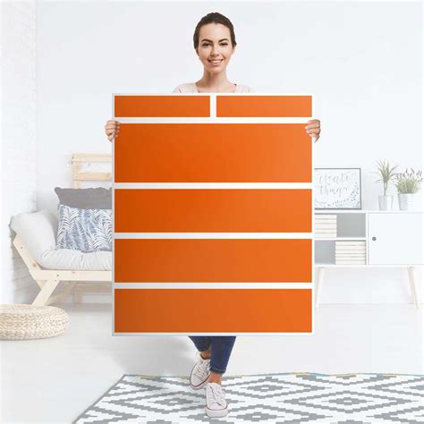 Klebefolie IKEA Hemnes Kommode 6 Schubladen - Orange Dark– creatisto