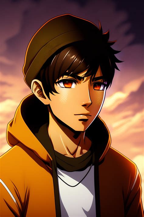 Lexica - Anime brown guy, indian, light brown skin, brown face, hoodie, light brown skin, hacker ...