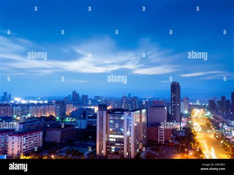 Aerial view of city night Stock Photo - Alamy