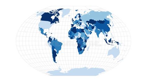 World Map. Winkel Tripel Projection Stock Illustration - Illustration of flat, destination ...