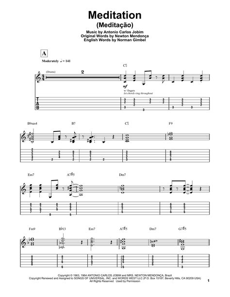 Meditation (Meditacao) by Antonio Carlos Jobim - Guitar Tab Play-Along - Guitar Instructor