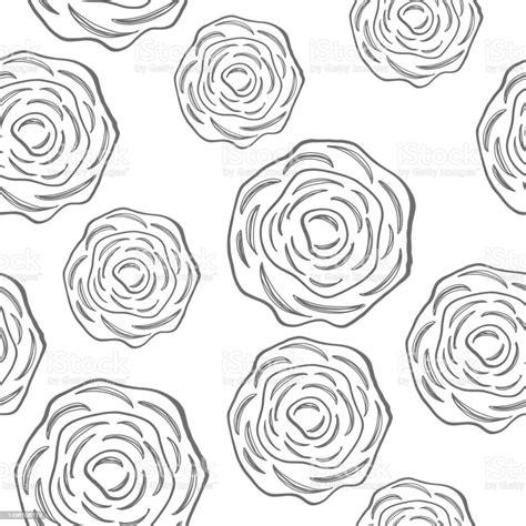 Floral Elements Seamless Texture Black White Background Stock ...