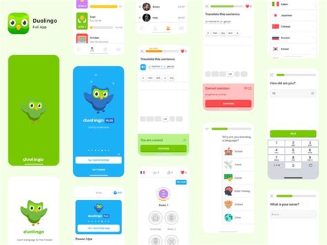 Duolingo - Full App - 37 Screens | Duolingo, Web app design, Language apps