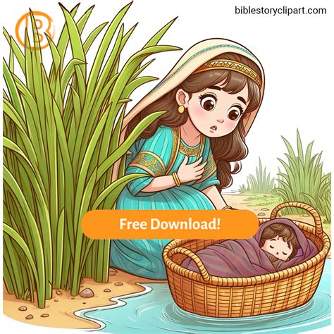 Baby Moses Found in the Nile River - Bible Story Clipart