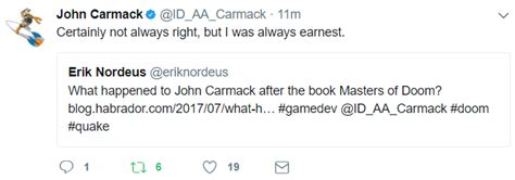 What happened to John Carmack after the book Masters of Doom?