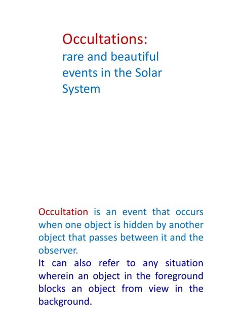 of Occultation | PDF | Planets | Eclipse