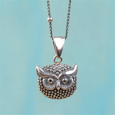 Sterling Silver Owl Pendant Necklace from Mexico - Single Owl | NOVICA