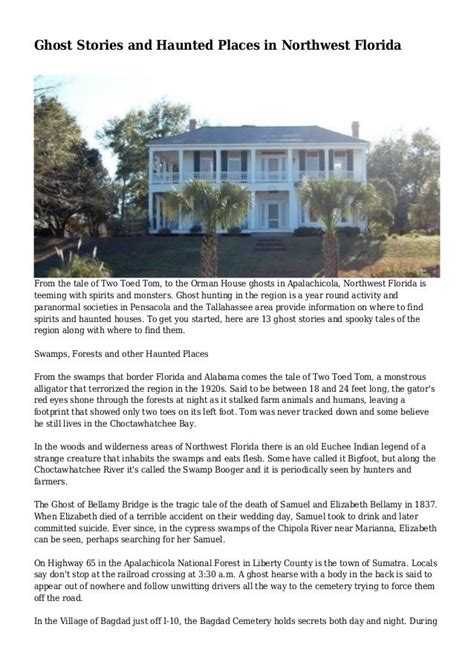 Ghost Stories and Haunted Places in Northwest Florida