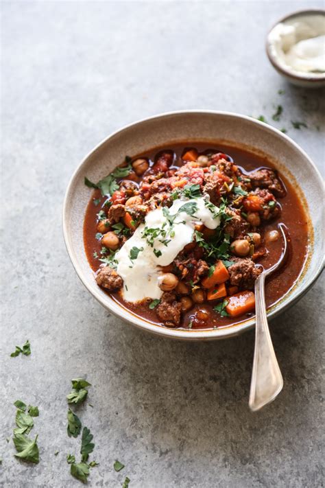 Lamb Chili Recipe with Sweet Potatoes, Chickpeas and Moroccan Spices