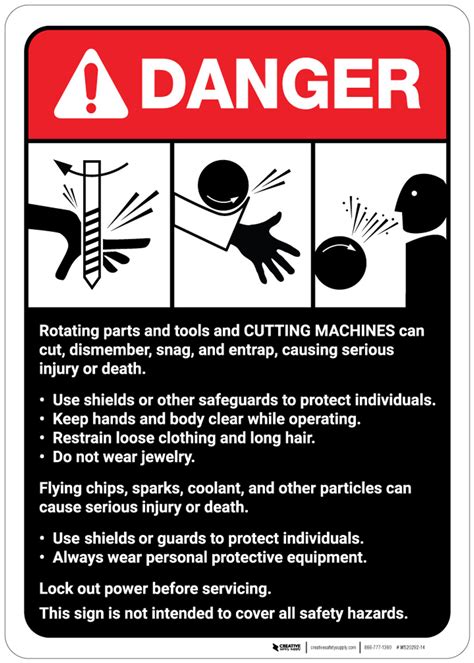 Danger: Cutting Machine Guidelines ANSI - Wall Sign | 5S Today