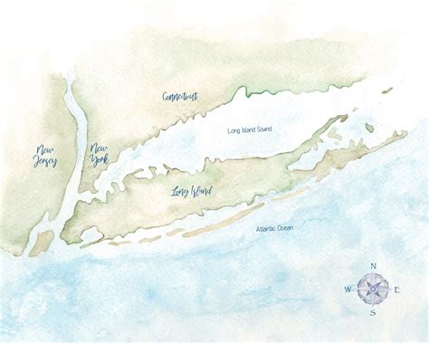 Long Island Sound Watercolor Map 8x10 - Etsy