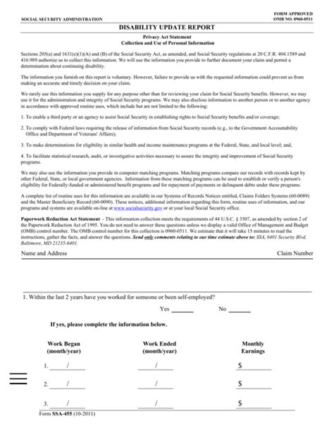 Form SSA-455 - Fill Out, Sign Online and Download Printable PDF ...