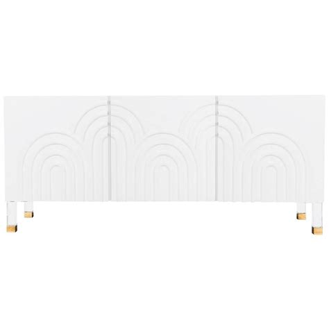 Art Deco Style White Lacquer Credenza w/ Arch Detail and Lucite and Brass Accents For Sale at ...