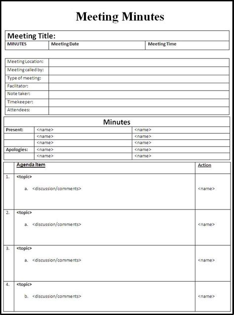 Project Meeting Minutes Template Word – Atlanticcityaquarium.com