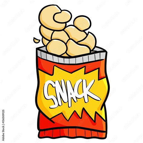 Cartoon Red snack packaging with its contents go out - vector. Stock Vector | Adobe Stock