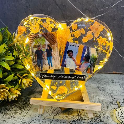 Heart Resin Photo Frame With LED - Table Top - Gift For Wedding ...