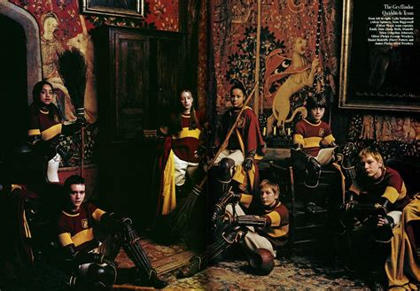 The Gryffindor Quidditch Team. From left to right: Leila Sutherland (Alicia Spinnet), Sean ...