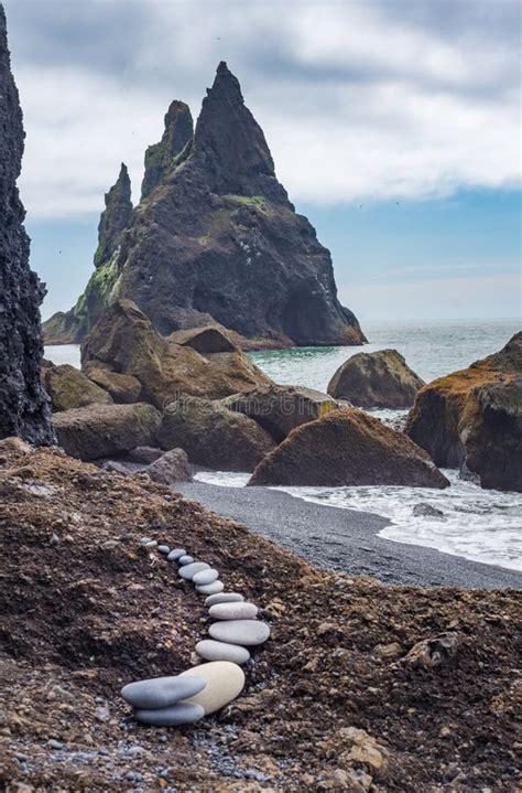 Reynisdrangar Basalt Sea Stacks, Iceland Stock Image - Image of path ...