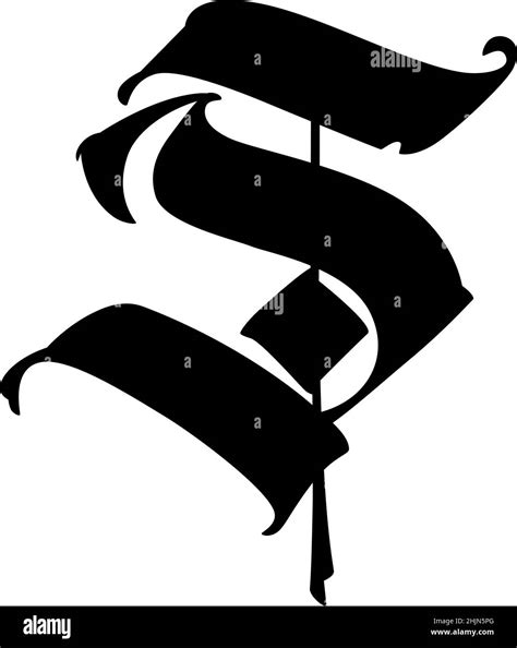 The letter S in the Gothic style. Vector. Old alphabet. The symbol is isolated on a white ...