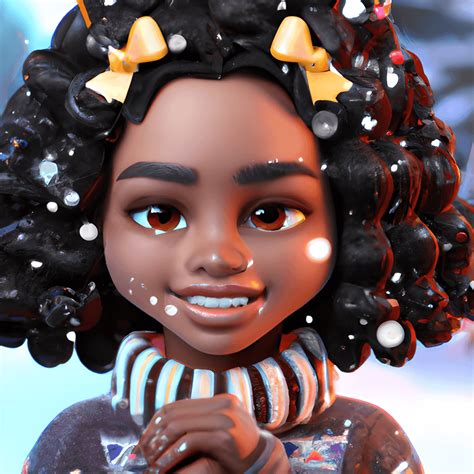 3D Christmas Chibi Brown Schoolgirl · Creative Fabrica