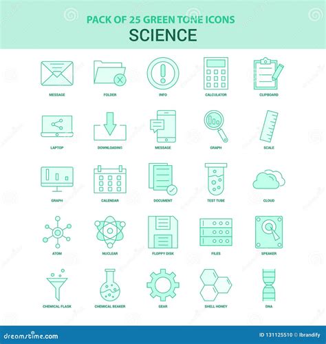 25 Green Science Icon set stock vector. Illustration of files - 131125510