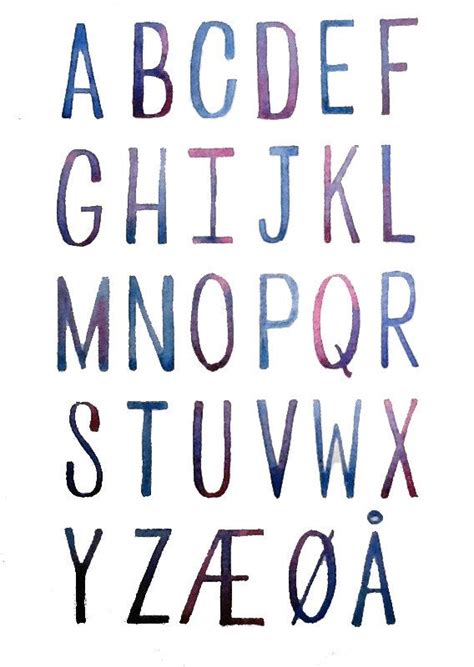 Watercolor of the Danish Alphabet | Danish alphabet, Danish language, Danish words