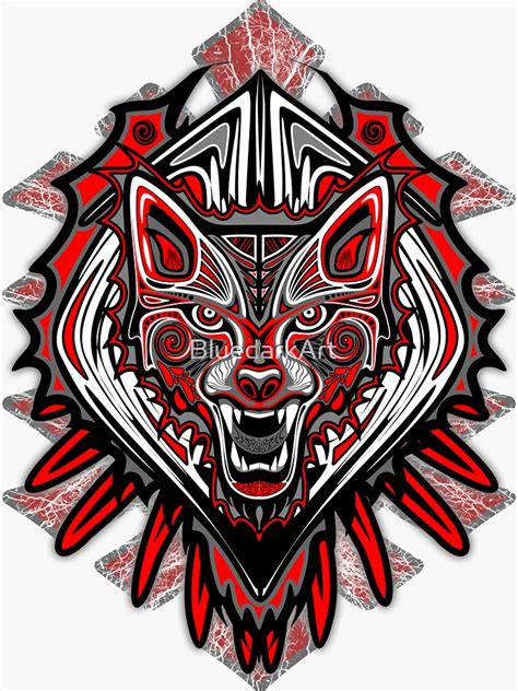 "Wolf Tattoo Style Haida Art" Sticker for Sale by BluedarkArt | Redbubble