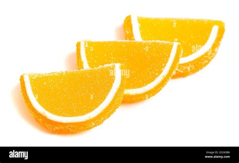 Orange Candy Fruit Slice Isolated on a White Background Stock Photo - Alamy